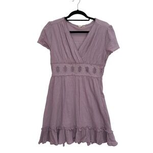 Altard'd State Dress Size Medium Lavender Gauzy Swiss Dot Knee Length V-Neck